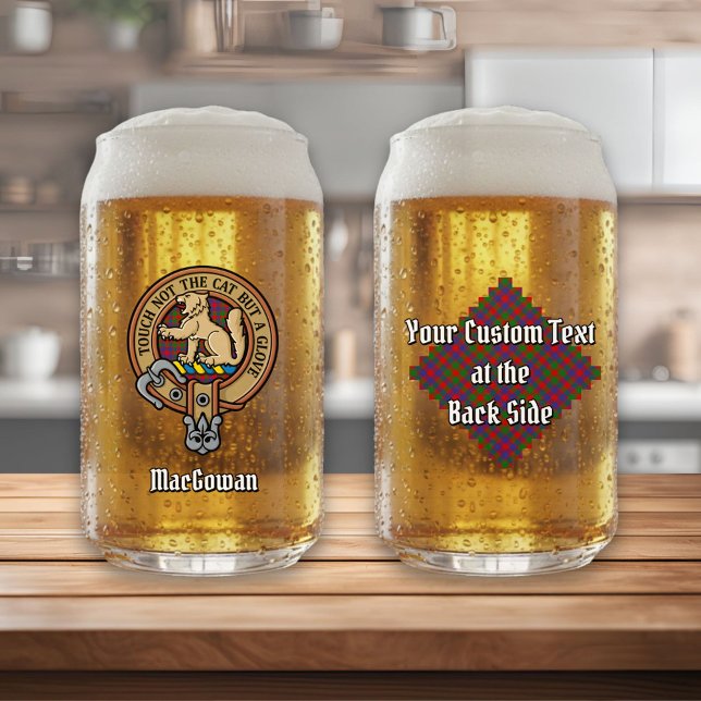 Clan MacGowan Crest over Tartan Can Glass (Creator Uploaded)