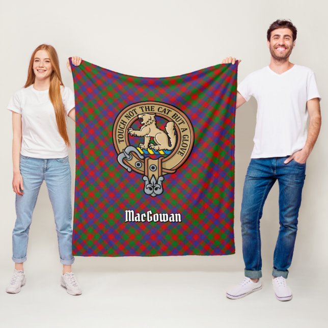 Clan MacGowan Crest over Tartan Fleece Blanket (In Situ)