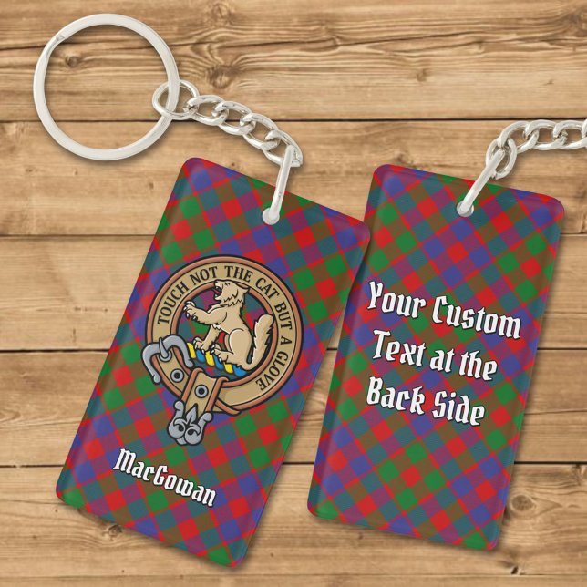 Clan MacGowan Crest over Tartan Keychain (Creator Uploaded)