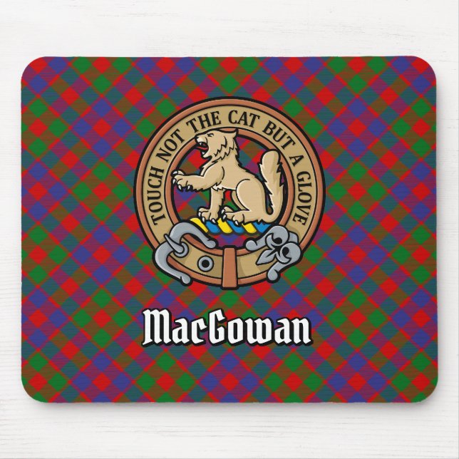 Clan MacGowan Crest over Tartan Mouse Pad (Front)