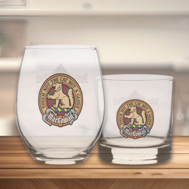 Clan MacGowan Crest over Tartan Whiskey Glass (Creator Uploaded)