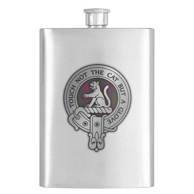 Clan MacGowan Crest & Tartan Hip Flask (Front)