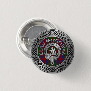 Clan MacGowan Crest & Tartan Knot 1 Inch Round Button
