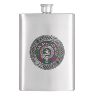 Clan MacGowan Crest & Tartan Knot Hip Flask