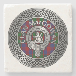 Clan MacGowan Crest & Tartan Knot Stone Coaster