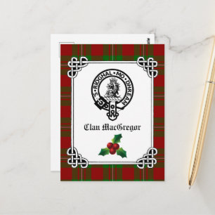 Clan MacGregor Crest Badge & Tartan Holiday Postcard