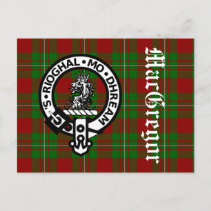 Clan MacGregor Crest Badge & Tartan Postcard