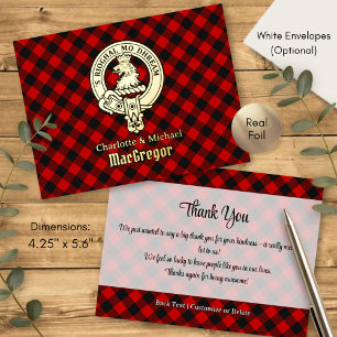 Clan MacGregor Crest over Rob Roy Tartan Foil Invitation Postcard