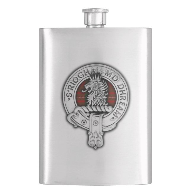 Clan MacGregor Crest & Tartan Hip Flask (Front)