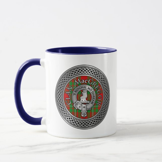 Clan MacGregor Crest & Tartan Knot Mug (Left)