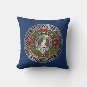 Clan MacGregor Crest & Tartan Knot Throw Pillow