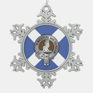 Clan MacGregor Crest & Tartan Snowflake Pewter Christmas Ornament