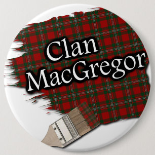 Clan MacGregor Tartan Paint Brush 6 Inch Round Button