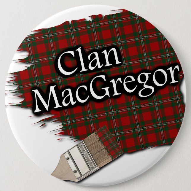 Clan MacGregor Tartan Paint Brush 6 Inch Round Button (Front)