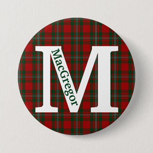 Clan MacGregor Tartan Plaid Custom 3 Inch Round Button (Front)