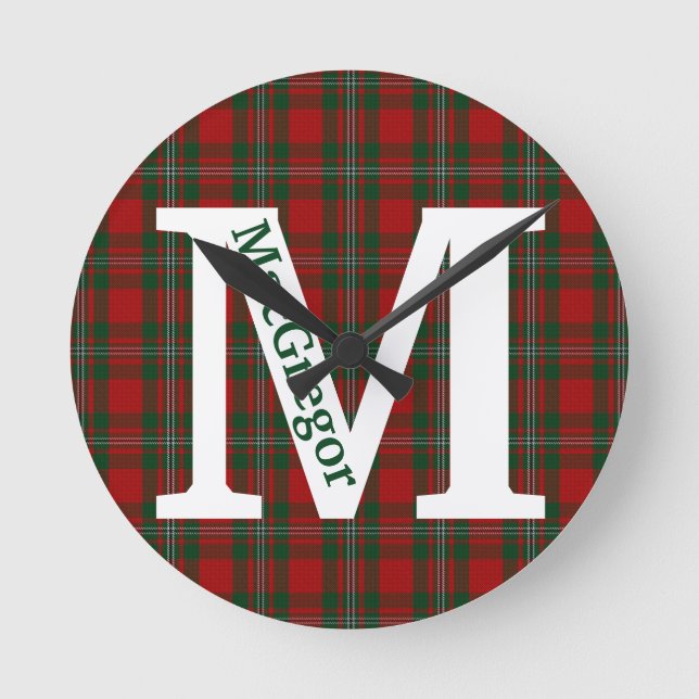 Clan MacGregor Tartan Plaid Custom Round Clock (Front)