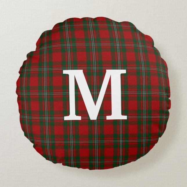 Clan MacGregor Tartan Plaid Monogram Throw Pillow (Front)