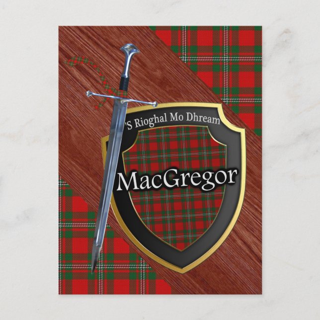 Clan MacGregor Tartan Sword & Shield Postcard (Front)