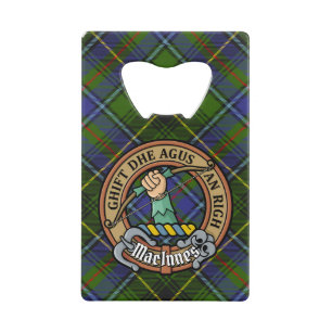 Clan MacInnes Crest over Tartan Credit Card Bottle Opener