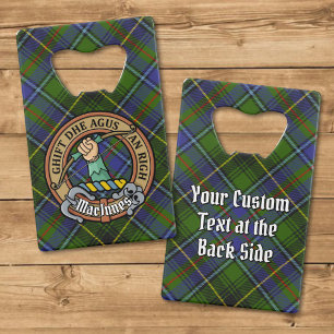 Clan MacInnes Crest over Tartan Credit Card Bottle Opener