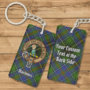 Clan MacInnes Crest over Tartan Keychain