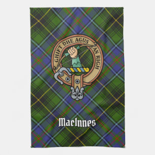Clan MacInnes Crest over Tartan Kitchen Towel