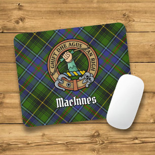 Clan MacInnes Crest over Tartan Mouse Pad
