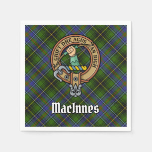 Clan MacInnes Crest over Tartan Napkin