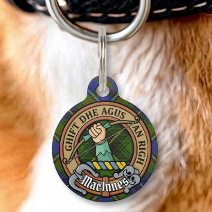 Clan MacInnes Crest over Tartan Pet Tag