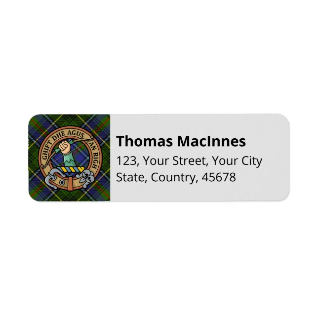 Clan MacInnes Crest sur Tartan (Devant)