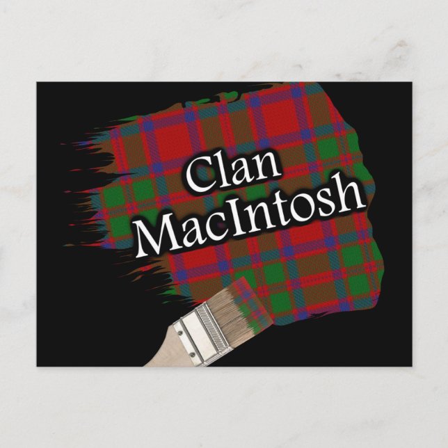 Clan MacIntosh Scottish Tartan Paint Brush Postcard (Front)