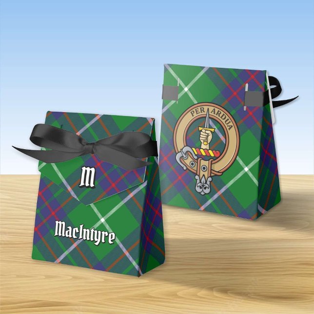 Clan MacIntyre Crest over Hunting Tartan Favour Bo Favor Box (Creator Uploaded)
