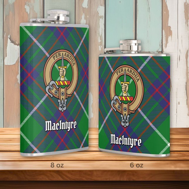 Clan MacIntyre Crest over Hunting Tartan Hip Flask (Creator Uploaded)