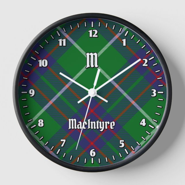 Clan MacIntyre Hunting Tartan Large Clock (Front)