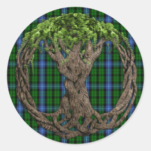 Clan MacIntyre Tartan And Celtic Tree Of Life Classic Round Sticker