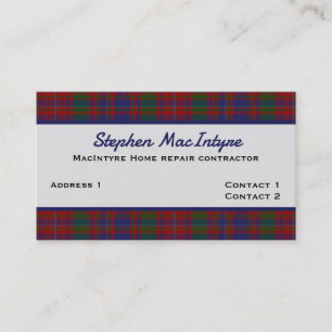 Clan MacIntyre Tartan Plaid Custom  Business Card