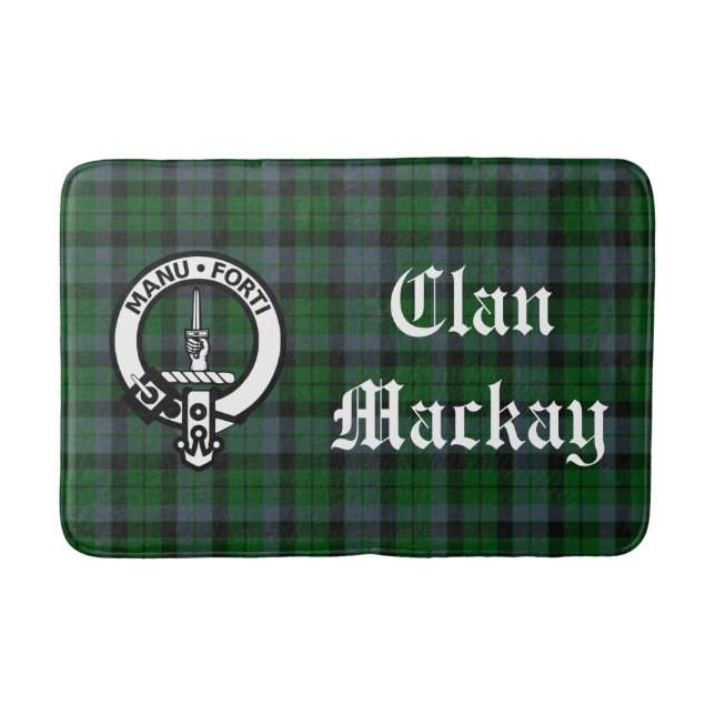 Clan Mackay Crest Badge & Tartan Bath Mat (Front)