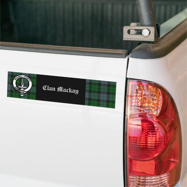 Clan Mackay Crest Badge & Tartan Bumper Sticker (On Truck)