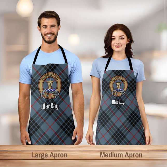 Clan MacKay Crest over Blue Tartan Apron (Creator Uploaded)