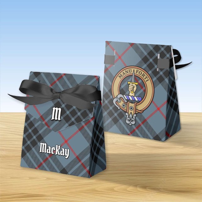 Clan MacKay Crest over Blue Tartan Favor Box (Creator Uploaded)