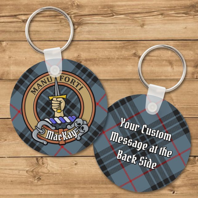 Clan MacKay Crest over Blue Tartan Keychain (Creator Uploaded)