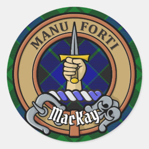 Clan MacKay Crest over Tartan Classic Round Sticker