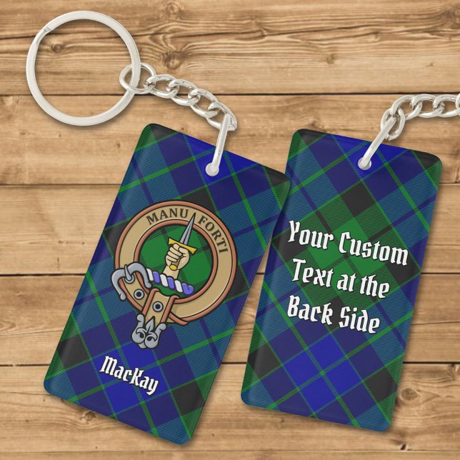 Clan MacKay Crest over Tartan Keychain (Creator Uploaded)