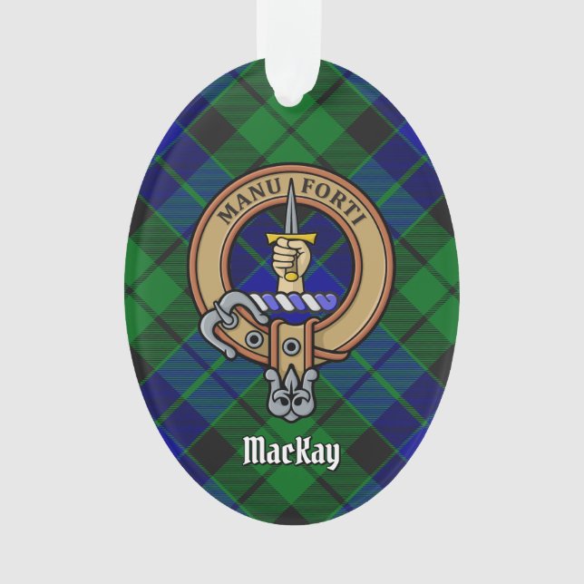 Clan MacKay Crest over Tartan Ornament (Front)