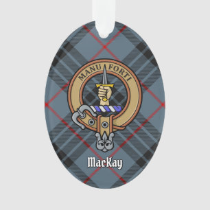 Clan MacKay Crest sur Blue Tartan