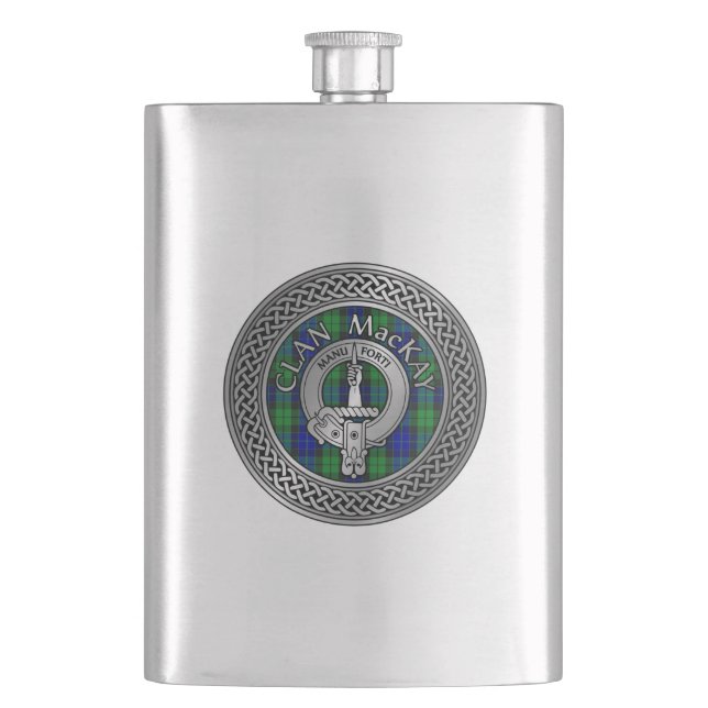 Clan MacKay Crest & Tartan Knot Flask (Front)