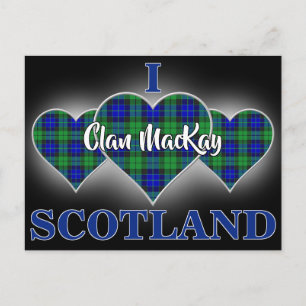 Clan MacKay I Love Scotland Tartan Heart Postcard