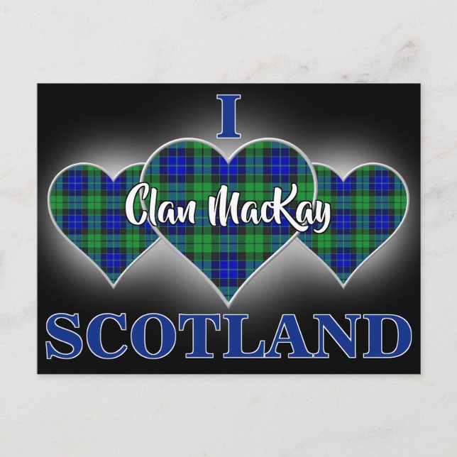 Clan MacKay I Love Scotland Tartan Heart Postcard (Front)