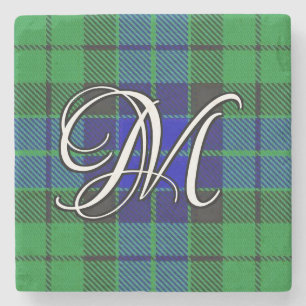 Clan MacKay Tartan Custom Monogram Stone Coaster