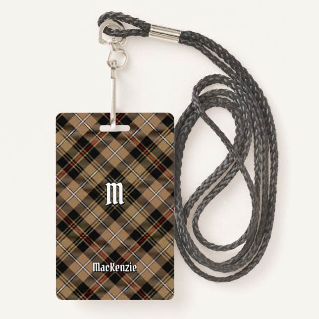 Clan MacKenzie Brown Hunting Tartan Badge (Front with Lanyard)